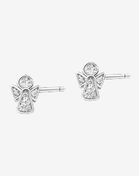Silver earrings with cubic zirconia - angels