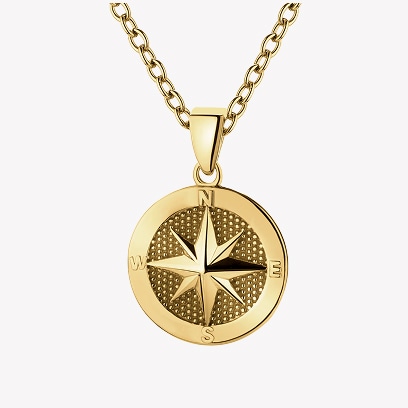 Gold-plated silver necklace - compass