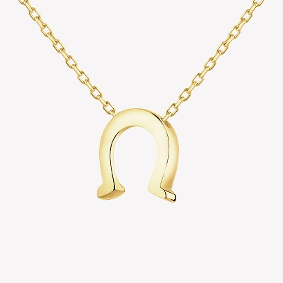 Gold necklace with cubic zirconia - horseshoe