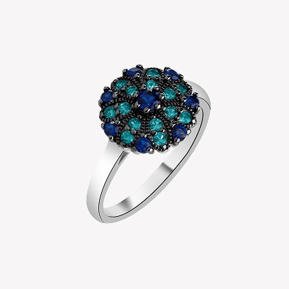 Silver ring with cubic zirconia - rosette