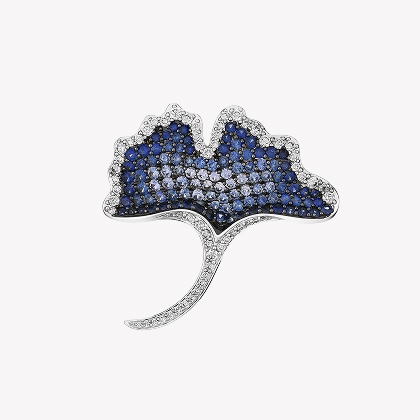 750 Rhodium And Ruthenium Plated White Gold Brooch