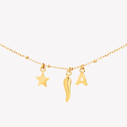 Gold bracelet - star, letter A, cornucopia