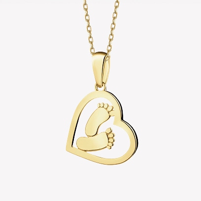 Gold pendant - Feet themed jewellery