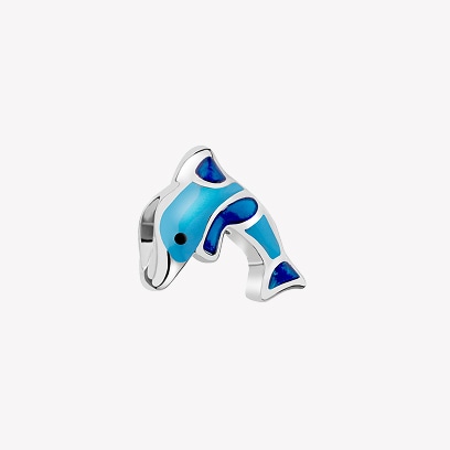 Silver beads pendant for a child with enamel - dolphin