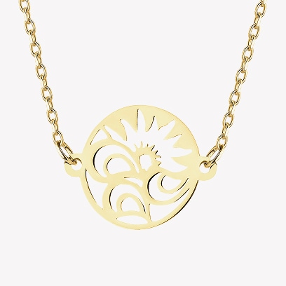 Gold necklace with pendant - yoga