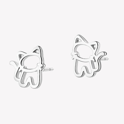 Silver earrings - cats