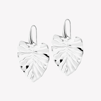 Stainless steel earrings - monstera