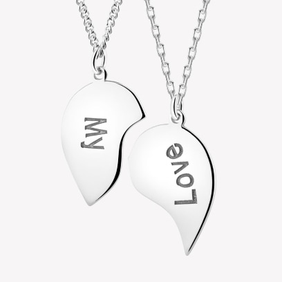 Silver pendants with engraved inscriptions - MY and LOVE