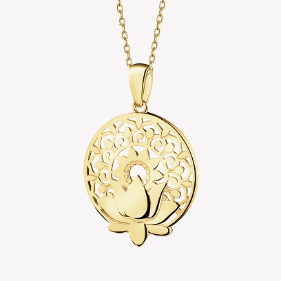 Gold necklace with pendant - yoga