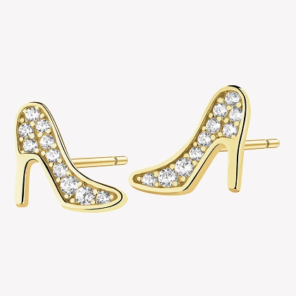 Gold earrings with cubic zirconia - pins