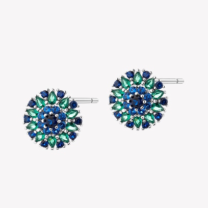 Silver earrings with cubic zirconia - rosettes
