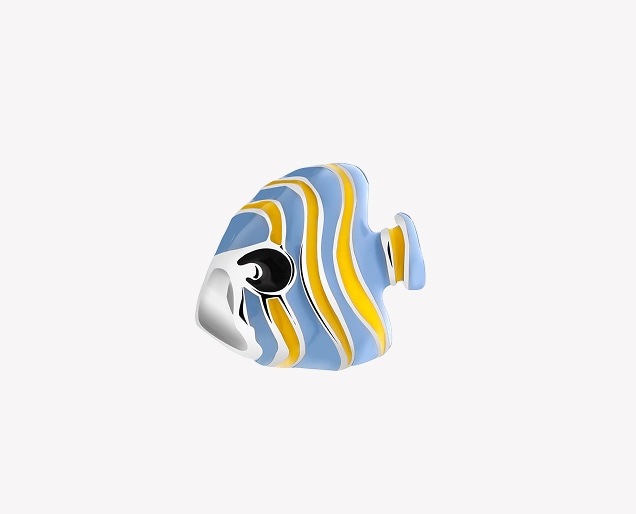 Silver beads pendant for a child with enamel - fish