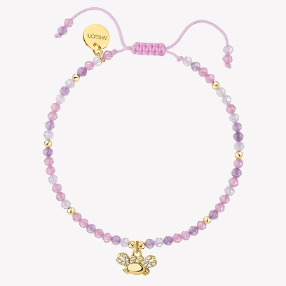 Pendant with purple beads and gold elements