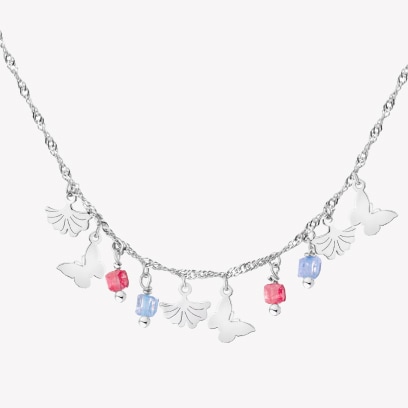 Silver necklace with butterflies