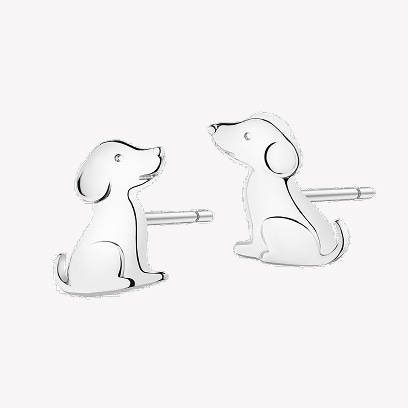 Silver dog earrings