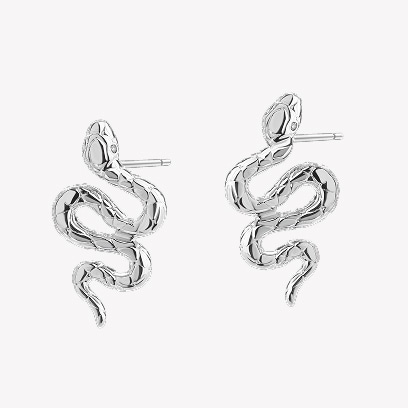Silver snake-shaped earrings