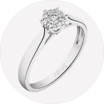 Rhodium-Plated White Gold Ring with Diamond