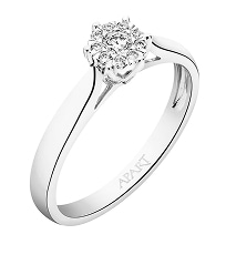 Rhodium-Plated White Gold Ring with Diamond