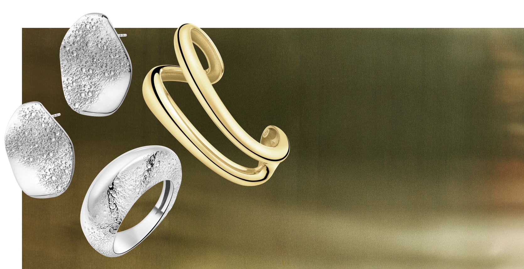 Gold background with jewellery from Light and Shadow collection
