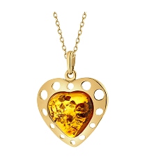 Gold-Plated Silver Pendant with Amber