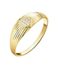 8 K Yellow Gold Band Ring with Cubic Zirconia