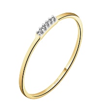 9 K Rhodium-Plated Yellow Gold Ring with Diamonds