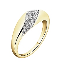 14 K Rhodium-Plated Yellow Gold Ring with Diamonds