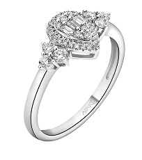14 K Rhodium-Plated White Gold Ring