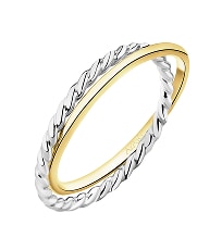 9 K Rhodium-Plated Yellow Gold Band Ring