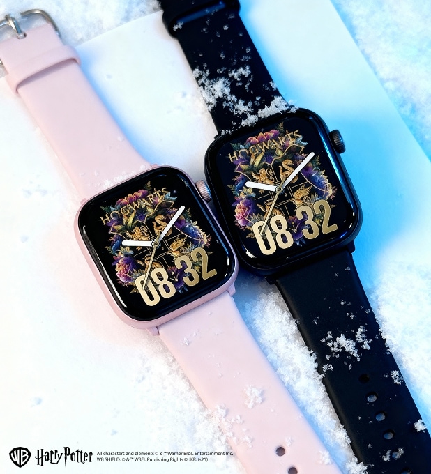 Pink and black smartwatches from the Harry Potter collection