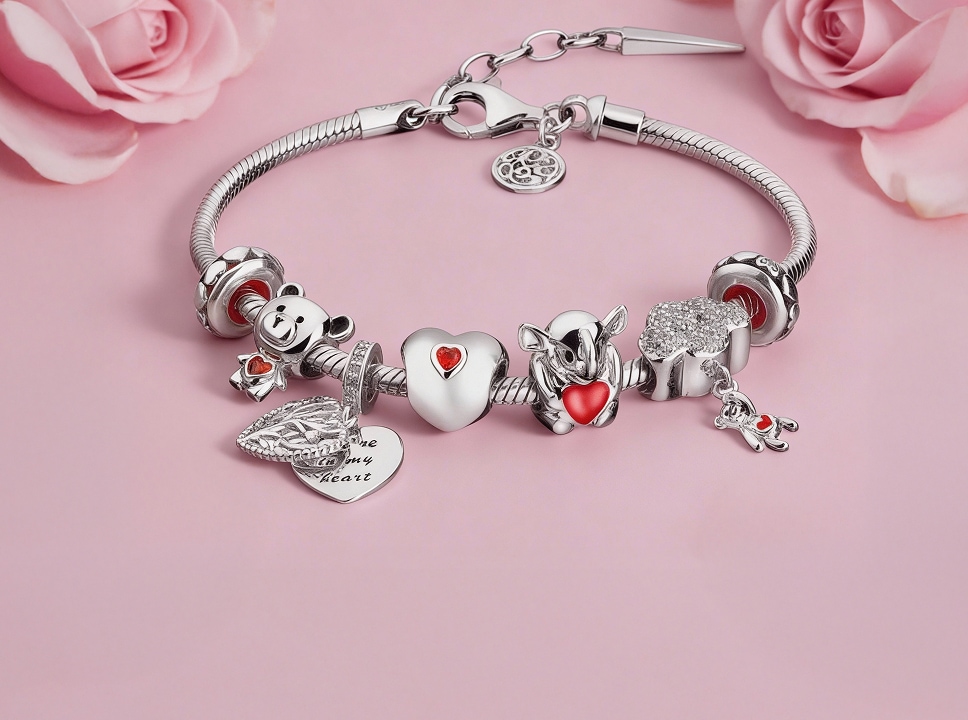 Beaded bracelet set - heart, elephant, teddy bear, tree