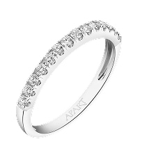 14 K Rhodium-Plated White Gold Band Ring with Laboratory Diamonds