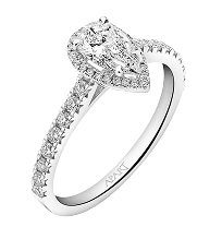14 K Rhodium-Plated White Gold Ring with Diamonds