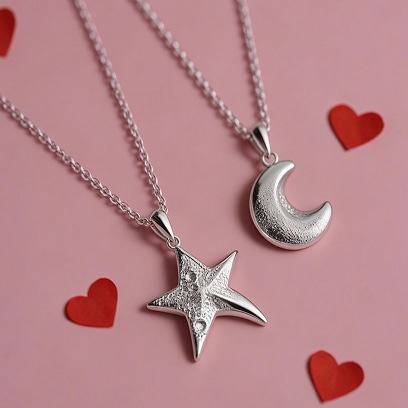 Silver pendants - moon and star