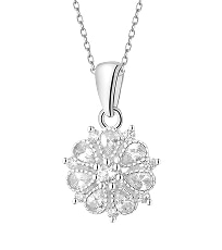 Rhodium Plated Silver Pendant with Cubic Zirconia