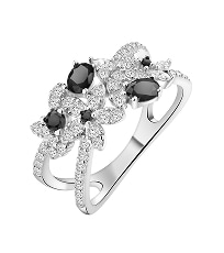Rhodium Plated Silver Ring with Cubic Zirconia