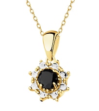 Rhodium-Plated Yellow Gold Pendant with Cubic Zirconia
