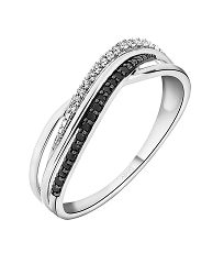 Rhodium-Plated White Gold  Ring with Laboratory Diamonds