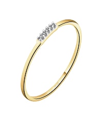 Rhodium-Plated Yellow Gold Ring with Diamonds