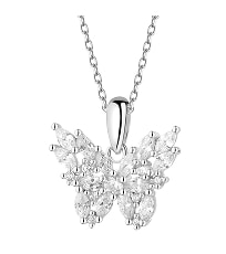 Rhodium Plated Silver Pendant with Cubic Zirconia - butterfly