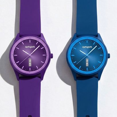 Two am:pm watches - blue and purple