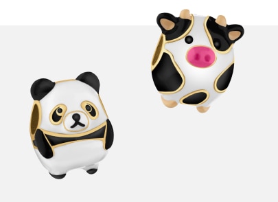 Two Beads Stoppers - Cow, Panda 