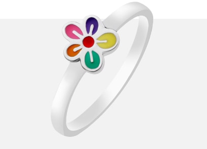 Silver ring with enamel - flower