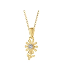 Rhodium-Plated Yellow Gold Pendant with Diamond
