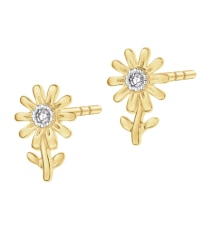 Rhodium-Plated Yellow Gold Earrings with Diamonds