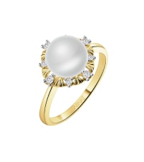 Rhodium-Plated Yellow Gold Ring - fineness 