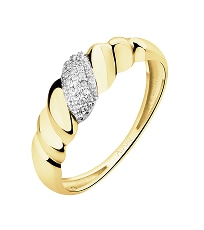 Rhodium-Plated Yellow Gold Earrings with Diamonds