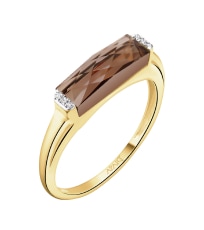Rhodium-Plated Yellow Gold Ring