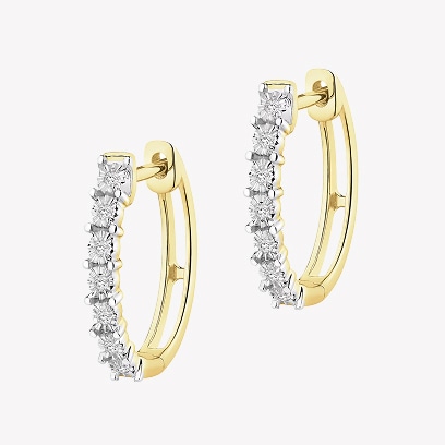 Illusion Collection - Gold Earrings with Diamonds