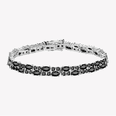 Silver bracelet with black and white zircons